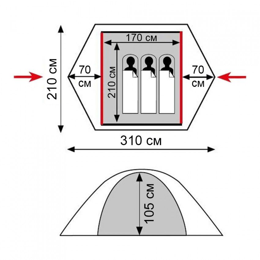 Палатка Tramp Cloud 3 Si, серый
