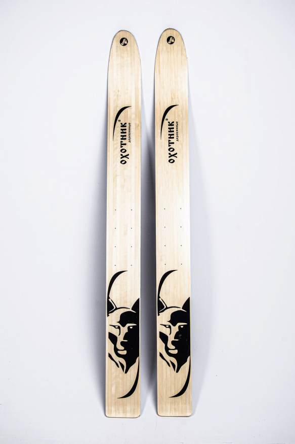 Лыжи Охотник, полнокамусные, дерево, длина 150 см, ширина 15 см