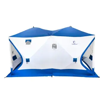 Палатка зимняя КУБ Дубль 3,8х1,9 м, трехслойная, цвет белый/синий, Следопыт