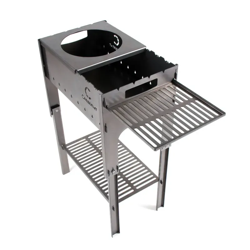 Мангал складной, 718х310х752 мм, со столиком и подставкой под казан, толщина 2 мм, в сумке, СЛЕДОПЫТ