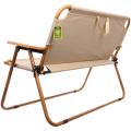 Кресло складное 2-местное с подлокотниками до 160 кг, 113*46*75 см, бежевый, каркас алюминий