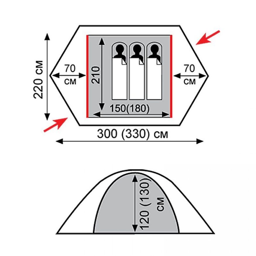 Палатка Tramp Rock 3 v2, зеленый