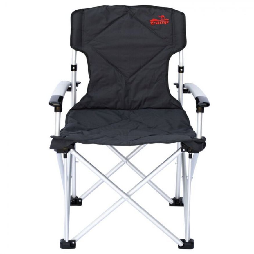 Tramp кресло раскладное с жесткими подлокотниками (черный/серый)