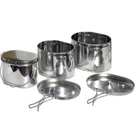 Набор низких котелков - 3 шт. (3,3; 4,5; 6,0 л.) с крышками, Матрешка, крышка с ручками