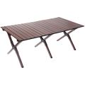 Стол кемпинговый складной, 114*59*43 см, цвет: темное дерево, каркас алюминий