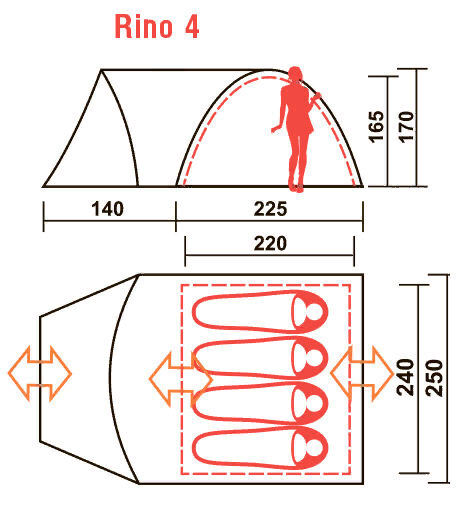 Палатка Rino 4 цвет royal, Canadian Camper