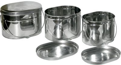 Набор низких котелков - 3 шт. (7,5; 9,5; 12,5 л.) с крышками, Матрешка, крышки без ручек